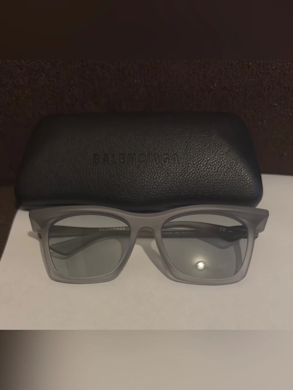LIKE NEW Balenciaga Gray Square Frame Sunglasses. Comes with hard case & cloth.